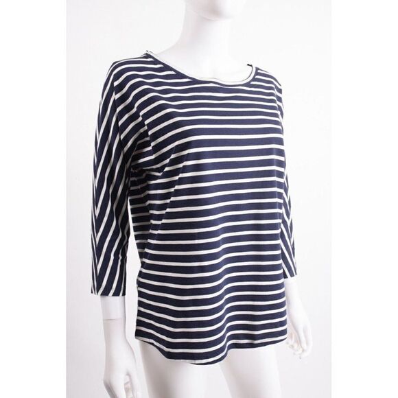 Boden Womens Shirt Top UK 8 US 4 Navy Blue White Striped 3/4 Sleeve NWOT - Picture 2 of 6